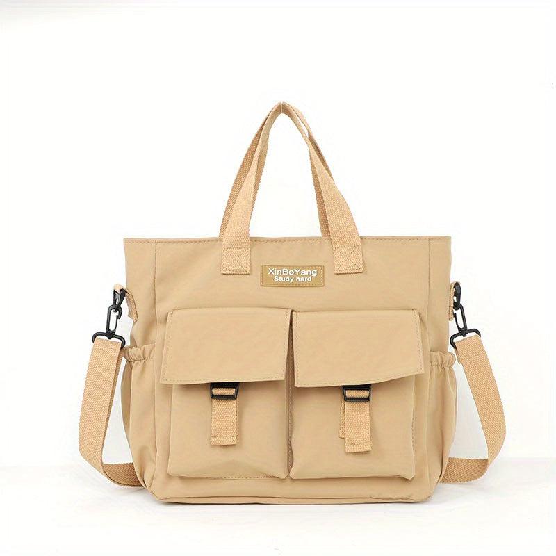 Casual Solid Canvas Shoulder Bag All Match Storage Handbag Versatile Bag