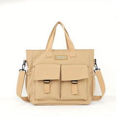 Casual Solid Canvas Shoulder Bag All Match Storage Handbag Versatile Bag