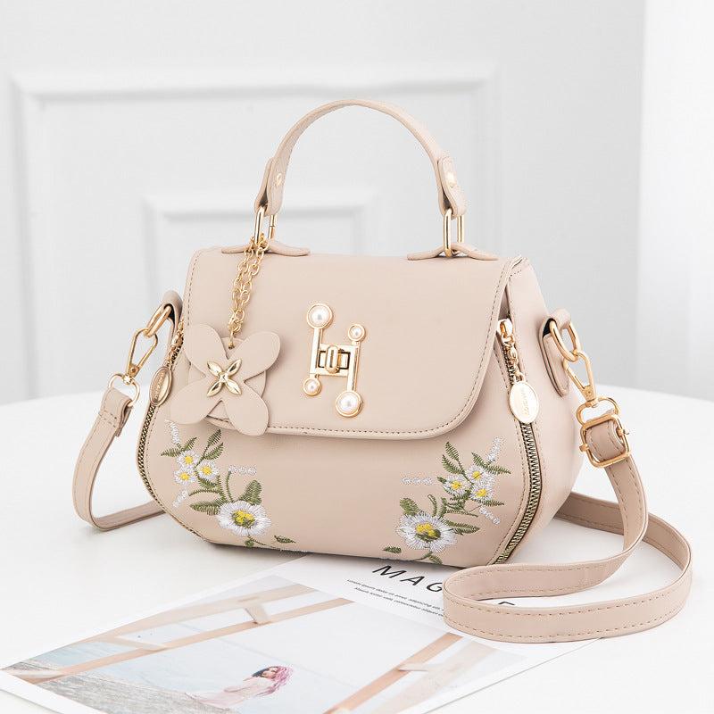 Flower Embroidery Crossbody Bag Flap Purse For Women