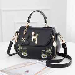 Flower Embroidery Crossbody Bag Flap Purse For Women