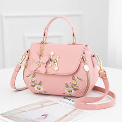 Flower Embroidery Crossbody Bag Flap Purse For Women