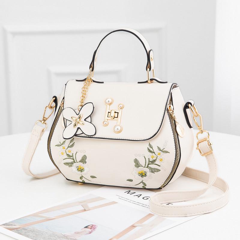 Flower Embroidery Crossbody Bag Flap Purse For Women