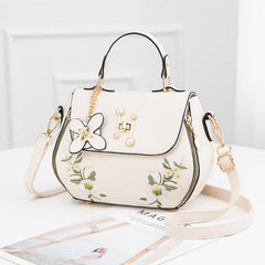 Flower Embroidery Crossbody Bag Flap Purse For Women