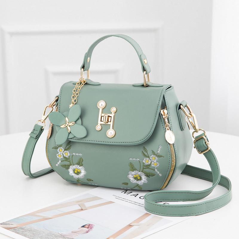 Flower Embroidery Crossbody Bag Flap Purse For Women