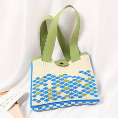 Minimalist Knitter Rhombus Pattern Bag Satchel Crochet Bag