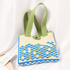 Minimalist Knitter Rhombus Pattern Bag Satchel Crochet Bag