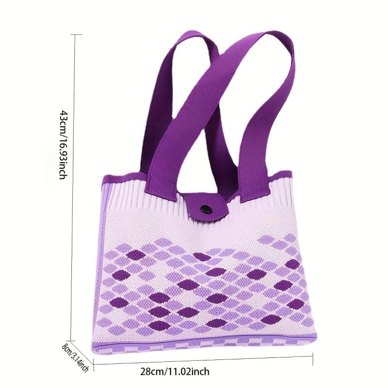 Minimalist Knitter Rhombus Pattern Bag Satchel Crochet Bag