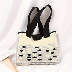 Minimalist Knitter Rhombus Pattern Bag Satchel Crochet Bag