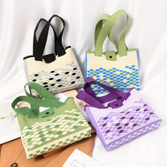 Minimalist Knitter Rhombus Pattern Bag Satchel Crochet Bag