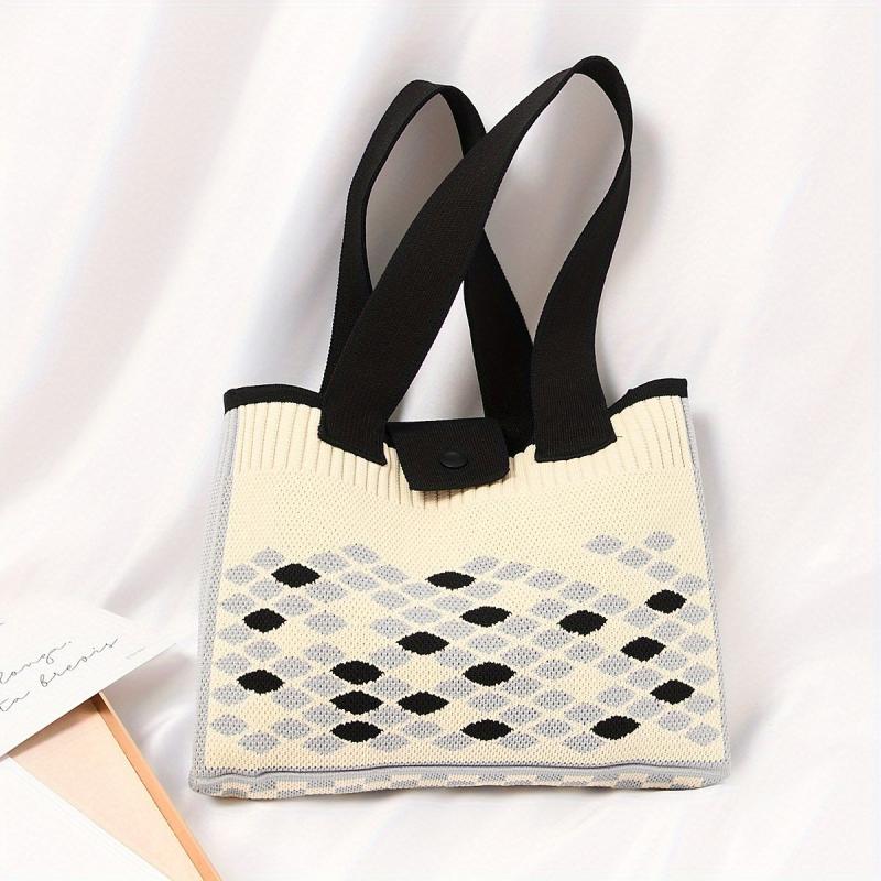 Minimalist Knitter Rhombus Pattern Bag Satchel Crochet Bag