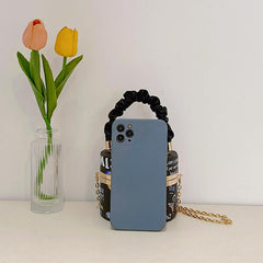 Metal Chain Bucket Crossbody Bag Top Handle Purse Shoulder Bag