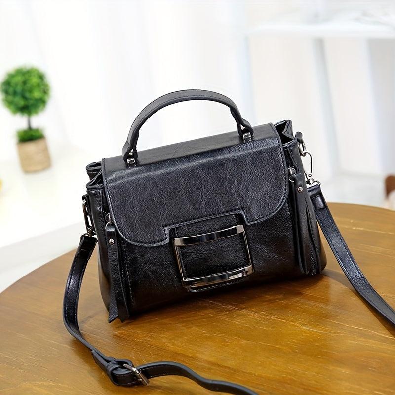 Retro Style Small Crossbody Bag with Buckle Decor
