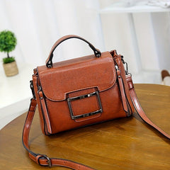 Retro Style Small Crossbody Bag with Buckle Decor