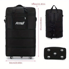 Letter Pattern Luggage Bag With Wheels Lightweight Duffle Bag