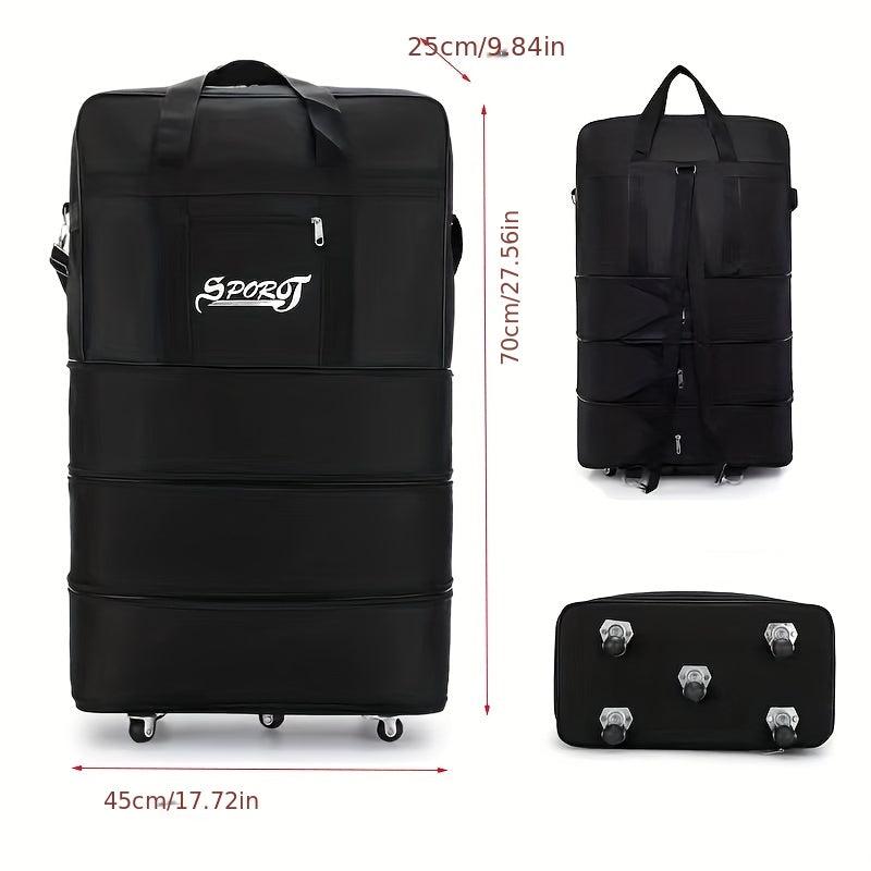 Letter Pattern Luggage Bag With Wheels Lightweight Duffle Bag
