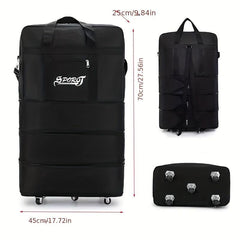 Letter Pattern Luggage Bag With Wheels Lightweight Duffle Bag