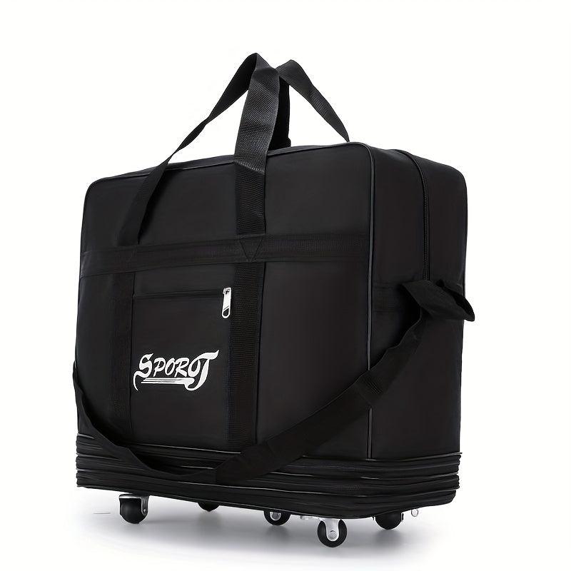 Letter Pattern Luggage Bag With Wheels Lightweight Duffle Bag