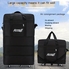 Letter Pattern Luggage Bag With Wheels Lightweight Duffle Bag