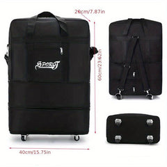 Letter Pattern Luggage Bag With Wheels Lightweight Duffle Bag