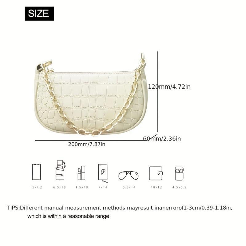 Mini Crocodile Embossed Handbag PU Leather Purse Shoulder Bag