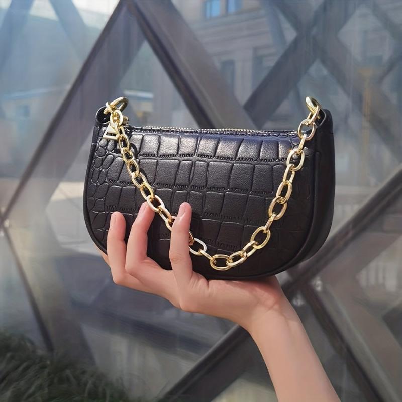 Mini Crocodile Embossed Handbag PU Leather Purse Shoulder Bag