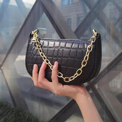 Mini Crocodile Embossed Handbag PU Leather Purse Shoulder Bag