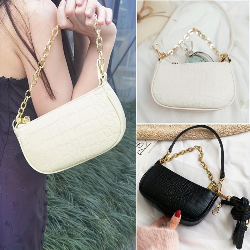 Mini Crocodile Embossed Handbag PU Leather Purse Shoulder Bag