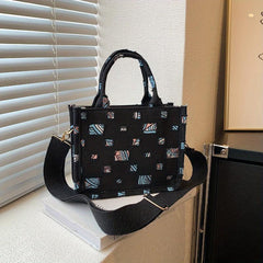 Contrast Patch Tote Bag Niche Fabric Handbag Large Capacity Shoulder Bag