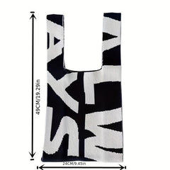 Letter Pattern Knitted Handbag Lightweight Casual Handbag