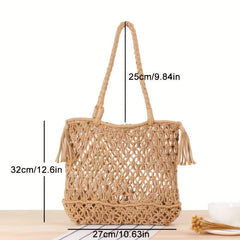 Straw Woven Beach Tote Large Capacity Shoulder Bag Women's Handbag