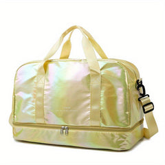 Glossy Large Capacity Carry on Tote Dacron Lightweight Luggage Weekender Bag