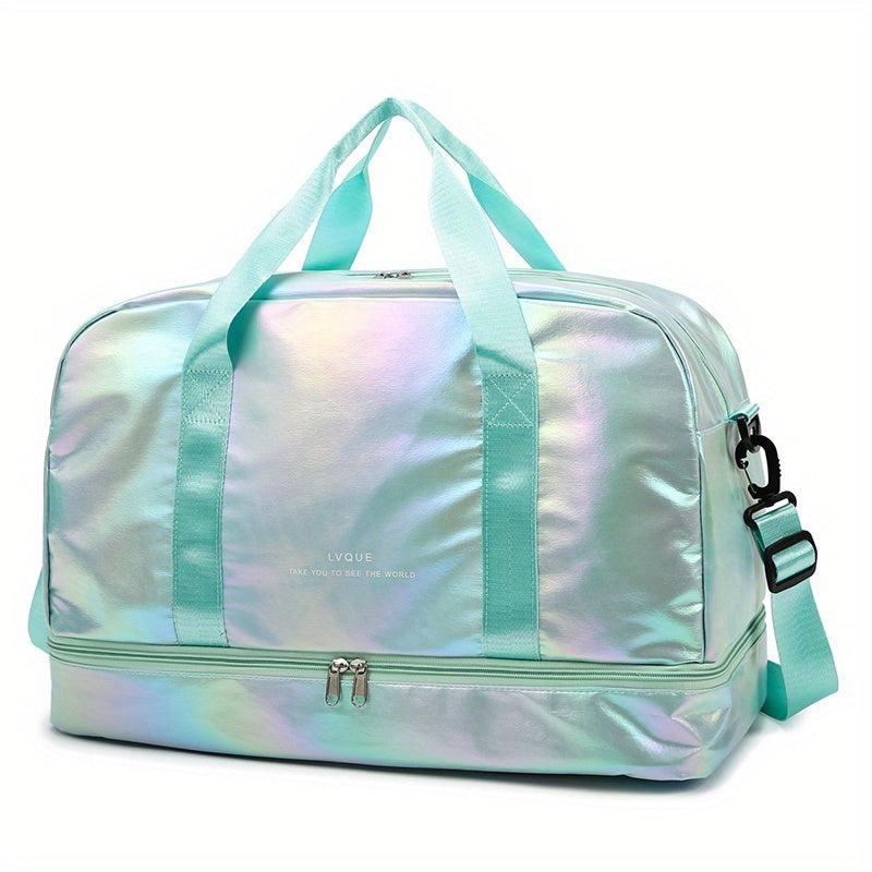 Glossy Large Capacity Carry on Tote Dacron Lightweight Luggage Weekender Bag