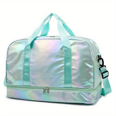 Glossy Large Capacity Carry on Tote Dacron Lightweight Luggage Weekender Bag