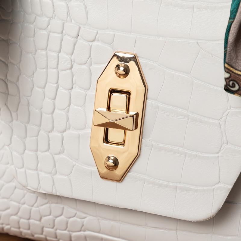 Crocodile Pattern Handbag Small Top Handle Purse Women's Flap Chain Shoulder Bag