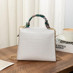 Crocodile Pattern Handbag Small Top Handle Purse Women's Flap Chain Shoulder Bag