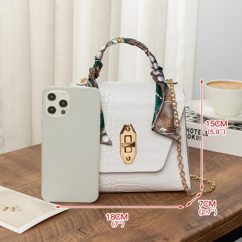 Crocodile Pattern Handbag Small Top Handle Purse Women's Flap Chain Shoulder Bag