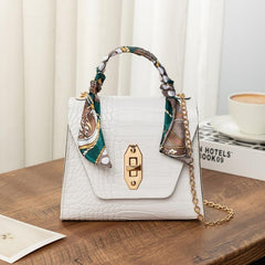 Crocodile Pattern Handbag Small Top Handle Purse Women's Flap Chain Shoulder Bag