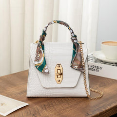 Crocodile Pattern Handbag Small Top Handle Purse Women's Flap Chain Shoulder Bag