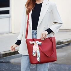 Scarf Decor Tote Bag Large Capacity Crossbody Bag