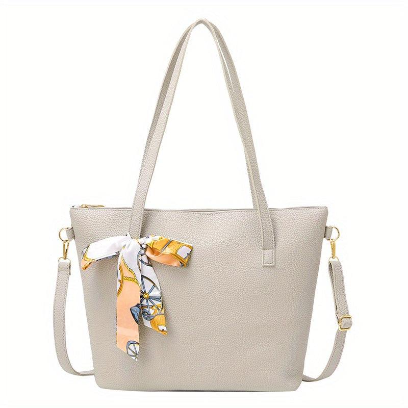 Scarf Decor Tote Bag Large Capacity Crossbody Bag