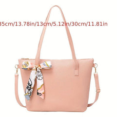 Scarf Decor Tote Bag Large Capacity Crossbody Bag