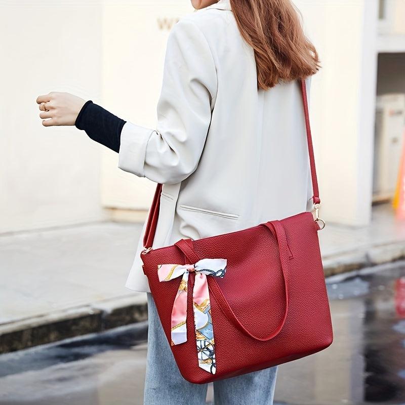 Scarf Decor Tote Bag Large Capacity Crossbody Bag