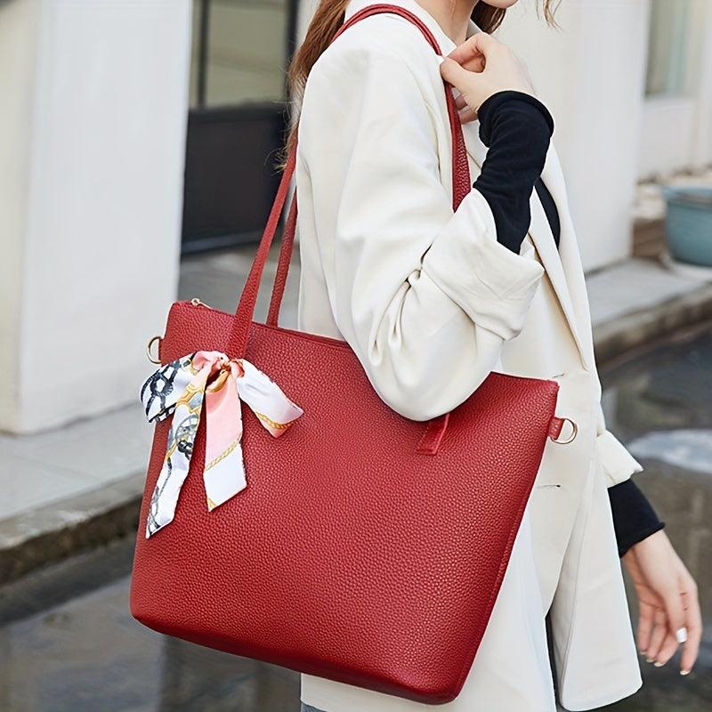 Scarf Decor Tote Bag Large Capacity Crossbody Bag