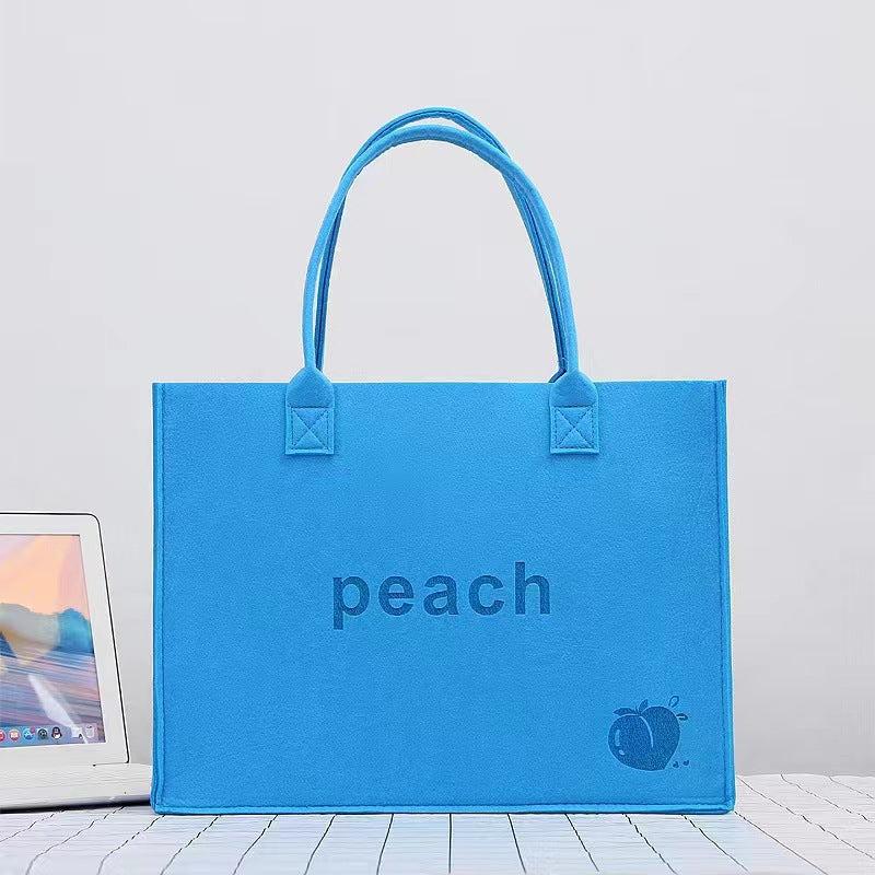 Peach Pattern Felt Tote Bag Solid Handbag Large Capacity
