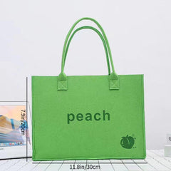 Peach Pattern Felt Tote Bag Solid Handbag Large Capacity