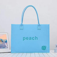 Peach Pattern Felt Tote Bag Solid Handbag Large Capacity