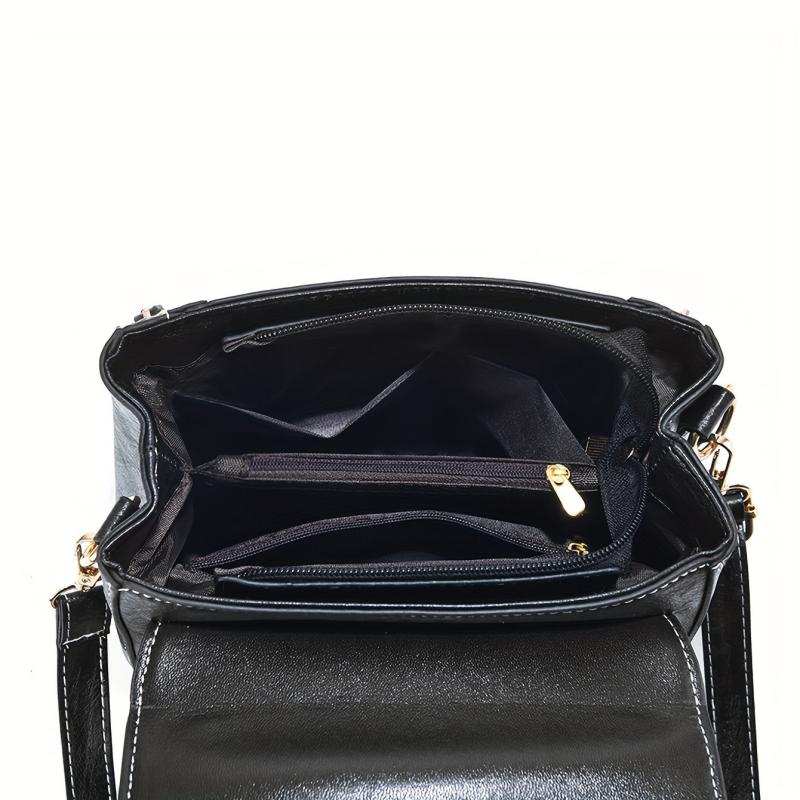 Classic Crossbody Bag PU Leather Textured Shoulder Bag