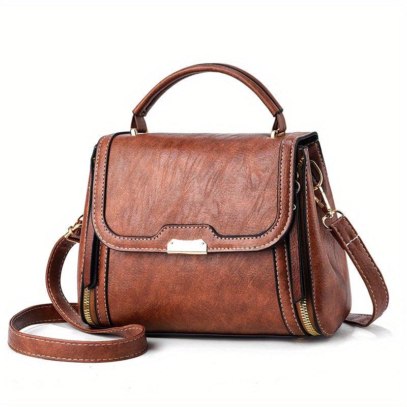 Classic Crossbody Bag PU Leather Textured Shoulder Bag