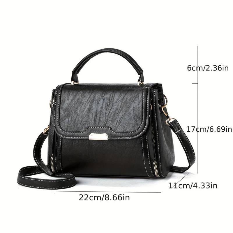Classic Crossbody Bag PU Leather Textured Shoulder Bag
