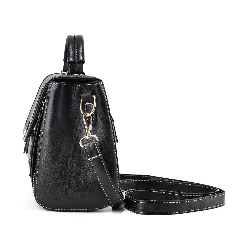 Classic Crossbody Bag PU Leather Textured Shoulder Bag